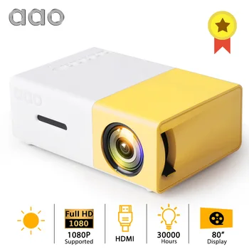 AAO YG300 נייד LED מיני מקרן 800 לומנס אודיו USB רמקול YG-300 YG300 Pro הילד מקרן קולנוע ביתי המשחק נגן וידאו