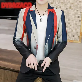 DYB&ZACQ החליפה של גברים מזדמנים הגירסה הקוריאנית של המעיל 2023 אביב, סתיו סגנון הנוער פסים האיש הכי קטן החליפה העליונה.
