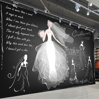 מותאם אישית 3D טפט מודרני הלוח מצוירים ביד החתונה חנות בגדי אופנה רקע ציור קיר לקיר תמונה 3 D