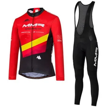 החורף גיזת תרמית 2020 MMR נבחרת ספרד שרוול ארוך רכיבה על אופניים ג ' רזי ללבוש בגדים + סינר מכנסיים גודל XS-4XL