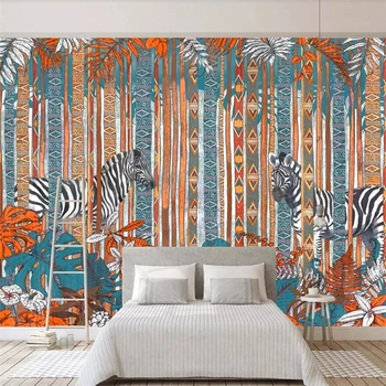טפט מותאם אישית מודרני מינימליסטי זברה צמחים טרופיים הסלון, חדר השינה רקע נייר קיר קישוט ציור קיר.