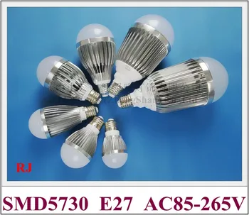 אלומיניום SMD5730 LED נורת LED בועה הכדור הנורה גלוב אור מנורת 3W 5W 7W 9W 12W 15W 18W AC85-265V E27 באיכות גבוהה גבוהה בהיר