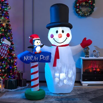 6 מטר מתנפחים חג מולד קישוט מובנה עם פתית שלג מקרן חיצונית בגינה ציוד למסיבות חגים DIY-קישוטים