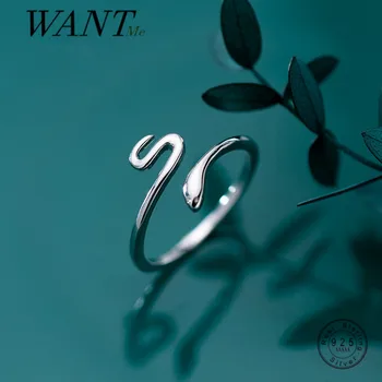 רוצה אמיתי 925 כסף סטרלינג מינימליסטי-גיאומטרי פאנק הנחש פתח טבעת אצבע לנשים אופנה בוהמית מסיבת תכשיטים