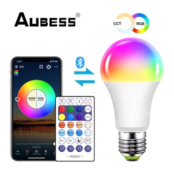 Aubess A19 חכם Dimmable הנורה RGB+CCT אור LED שלט רחוק 110V 220V הוביל קבוצה בקרת תזמון חכם המנורה