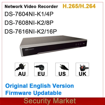 מקורי Hikvision אנגלית מוטבע Plug&Play 4/8/16Ch NVR DS-7604NI-K1/4P ו-DS-7608NI-K2/8P ו-DS-7616NI-K2/16P