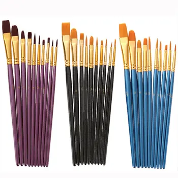 10 יח ' באיכות גבוהה אמן ניילון צבע מברשת מקצועית בצבעי אקריליק ידית עץ מברשות ציור ציוד אמנות