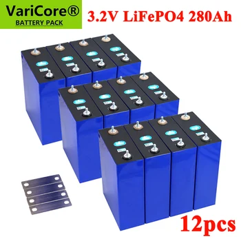 12pcs 3.2 V 280AH LiFePO4 סוללת ליתיום ברזל phospha סוללות 12V מכונית חשמלית RV אנרגיה סולארית מערכת אחסון מרותך הרבעה