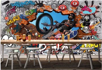 3d טפט תמונה מותאמת אישית גרפיטי אופניים אישיות רקע קיר בחדר טפט על קירות 3d קיר muals קיר נייר
