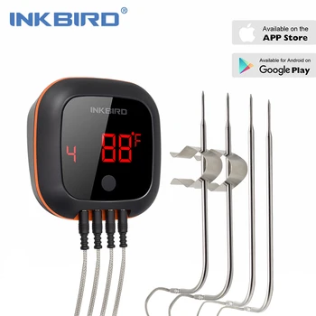 INKBIRD IBT-4XS חיצונית מנגל גריל מעשן בבית תנור בישול מד טמפרטורה עם תצוגה דיגיטלית & 2/4 טמפרטורת חיישנים חיישן