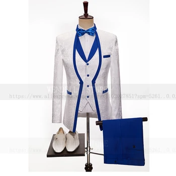 חליפה של גבר אקארד סלים סלים אופנה שלושה חלקים שמלה חתן חתונה מותאם אישית ' קט + אפוד + מכנסיים חליפות לגברים
