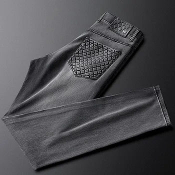 האביב החדש ג ' ינס מקרית של גברים סלים כפות רגליים קטנות עשן אפור עסק של גברים גברים של מכנסיים