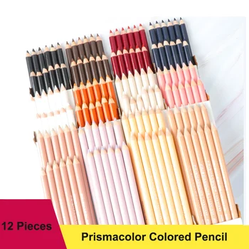 12PCS Prismacolor צבעוניים עיפרון שחור לבן צבעי עור מקצועי להדגיש סקיצה עפרונות גרפיט אמן ציור מיזוג
