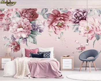 beibehang המסמכים דה parede 3d טפט מותאם אישית ציור קיר מודרני טרי מצוירים ביד גן הפרחים בסלון טלוויזיה רקע קיר