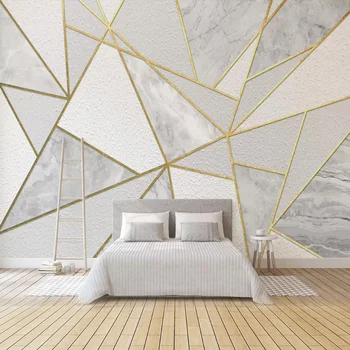 מודרני 3D פשוט גיאומטריות השיש טפט זהב שורה צילום ציורי קיר הסלון, חדר השינה רקע ציור קיר פרסקו 3D
