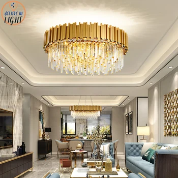 מודרני זהב/שחור יוקרה נברשות קריסטל תליון הובילו /תקרה תאורה עבור הסלון מלון הול דקור תליית מנורה