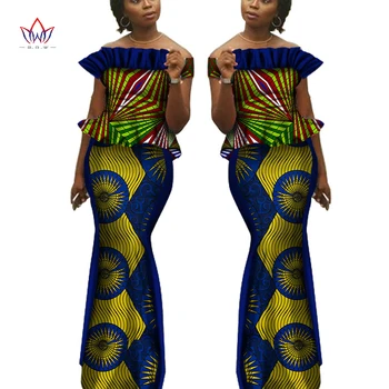 ריש אפריקה שמלות לנשים חצאית העליון מגדיר עבור נשים גבוהה המותניים החצאית הארוכה בתוספת גודל לנשים אפריקאיות בגדים מותאמים אישית WY1422
