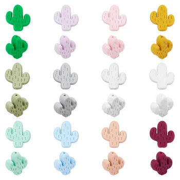 24Pcs חמוד קקטוס סיליקון חרוזים מעורב צבע רופף Spacer חרוזים תכשיטים שרשרת קבלת מפתחות צמיד DIY אמנות מתנות