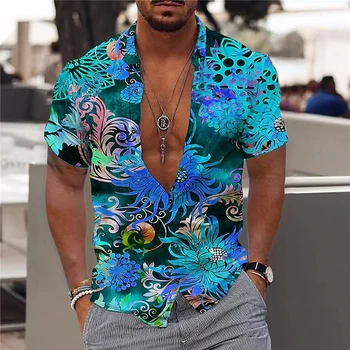 הוואי פרחוניות, חולצות לגברים Dazn 3d מודפס הדפסה הקיץ של גברים חולצה החוף שרוול קצר אופנת רחוב צמרות אופנה חולצת טריקו