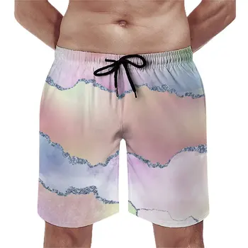 קיץ לוח מכנסיים קצרים בצבעי מים Ombre גלישה אפרסק אגת להדפיס לוח מכנסיים קצרים הוואי ייבוש מהיר בגד ים מידות גדולות