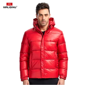 MALIDINU מעיל גברים מותג החורף למטה מעיל למטה ז 'קט האיש בברדס האדום חורף חם' קט גדול Mens גודל מעילי חורף -30C