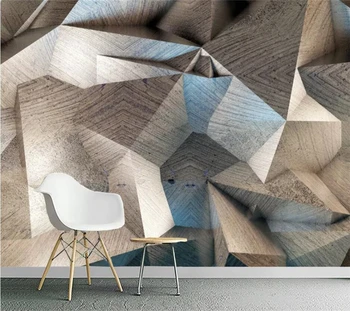 טפט מותאם אישית 3D נורדי מופשט מוצק כיכר גיאומטריות מצולע תעשייתי רוח רקע הסלון אופנה הביתה טפט