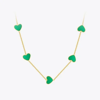 ENFASHION ורוד ירוק לבבות שרשרת לנשים צבע זהב קסמי שרשראות 2021 נירוסטה תכשיטי אופנה מתנה P213254